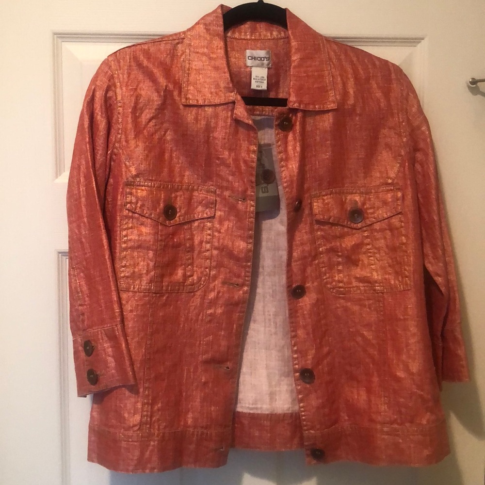 Chico’s coral linen jacket